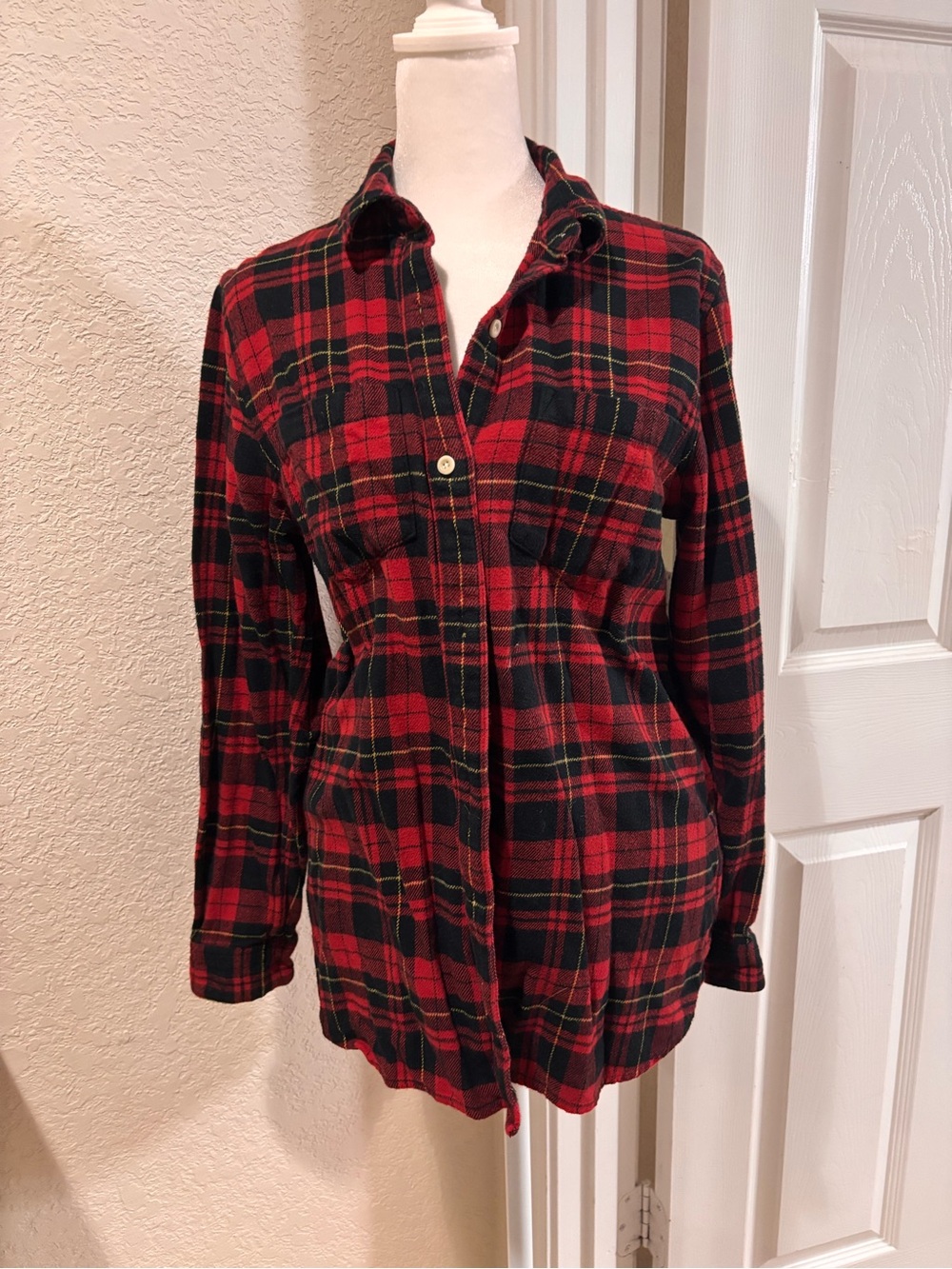 Madewell Red and Black Plaid Button-Down Shirt
